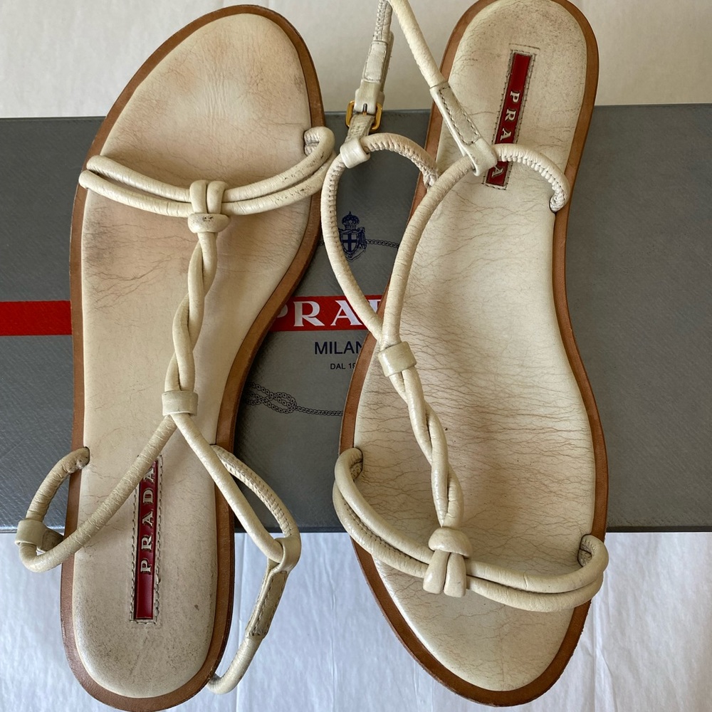 White Prada sandals. Size 8